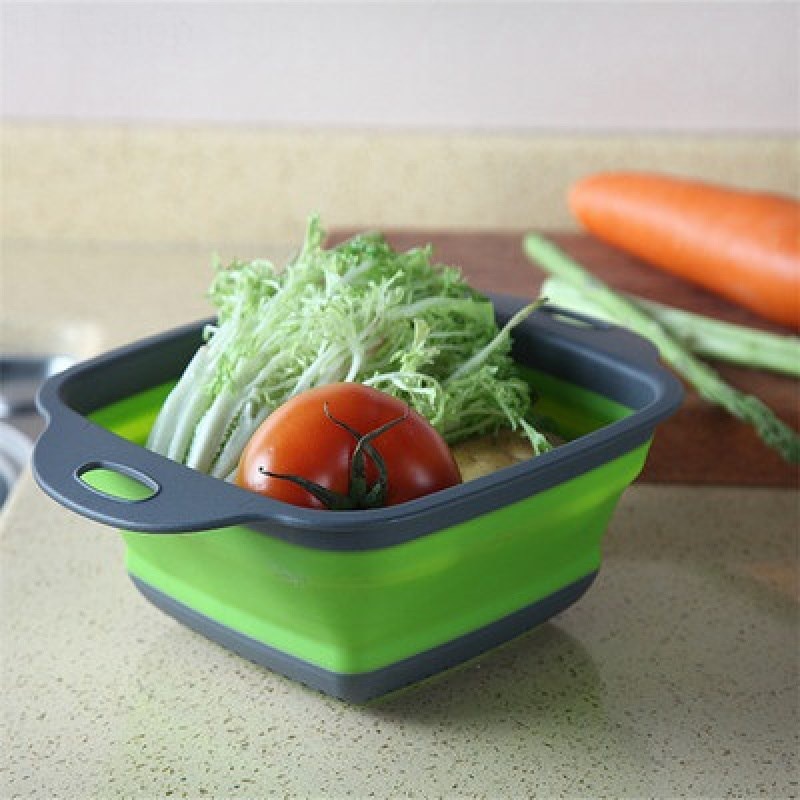 Panier de vidange pliable silicone lavage fruits évier carré égouttoir rond en plastique filtre tamis légumes vannerie YHJ120911