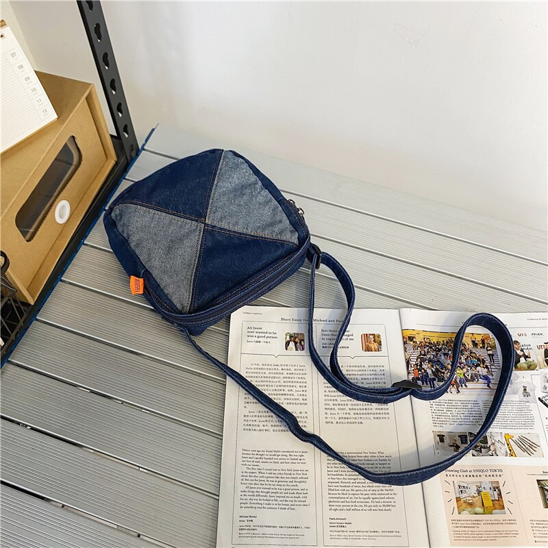 Retro Mini Schoudertas Voor Vrouwen 2022 Trend Canvas Crossbody Tassen Vierkante Denim Luxe Reizen Handtassen Portemonnee: Dark Blue