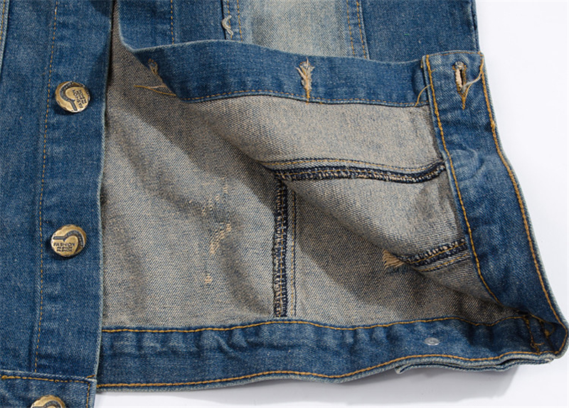 Forår efterår denimvest herre ærmeløs cowboy vest højkvalitets jean frakke revet slim fit afslappet bomuldsjakke til mænd
