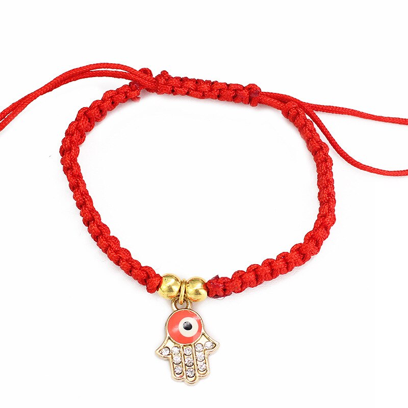 Böhmen Evil Eye Perlen Charme Armbänder für Frauen Männer Fatima Hand Elastische Rot Wachs Seil Glück Armband Fußkettchen Schmuck: A