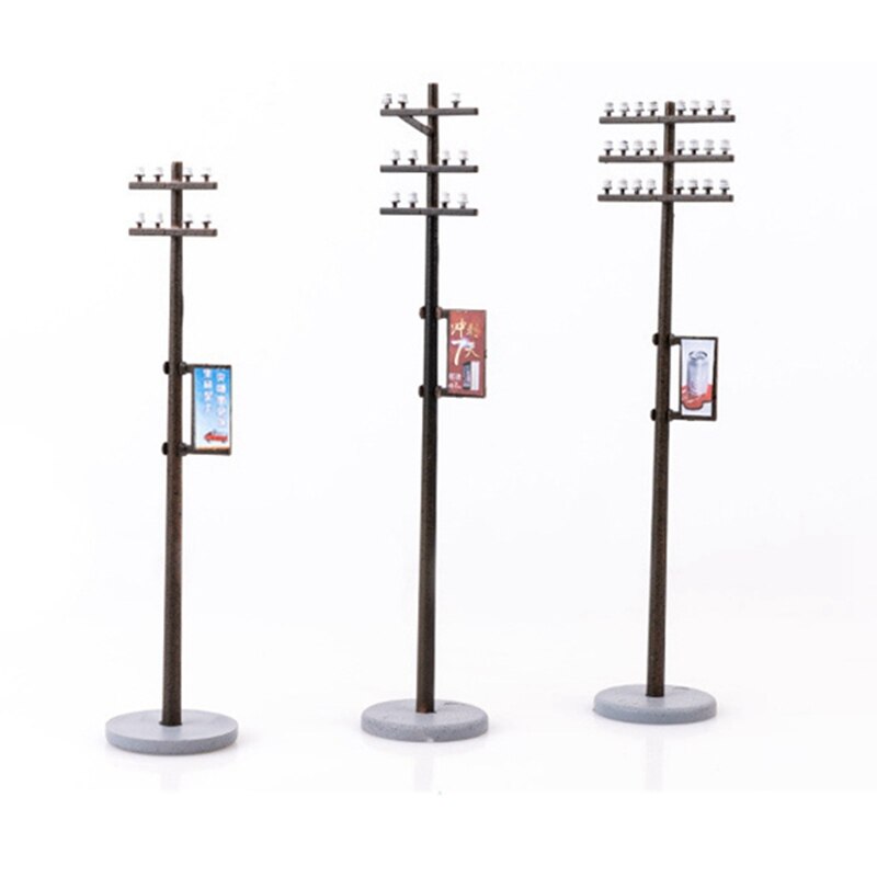 3 Pcs Model Train Ho Scale DIY Architectural Model Telegraph Poles Material Sand Table Model Materials