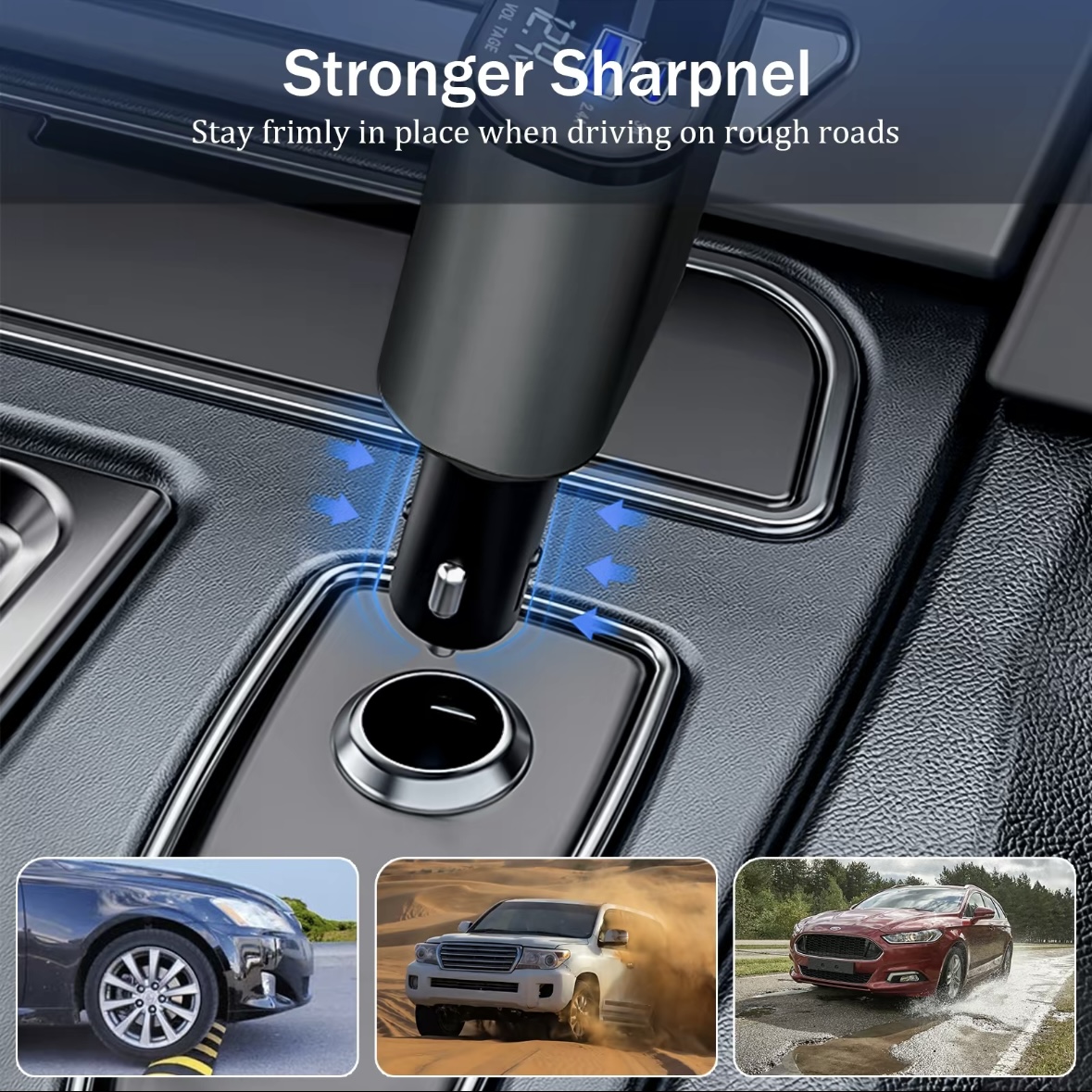 4-in-1 telescopic car charger, suitable for iPhone and Android, durable mobile device charger, automotive accessories