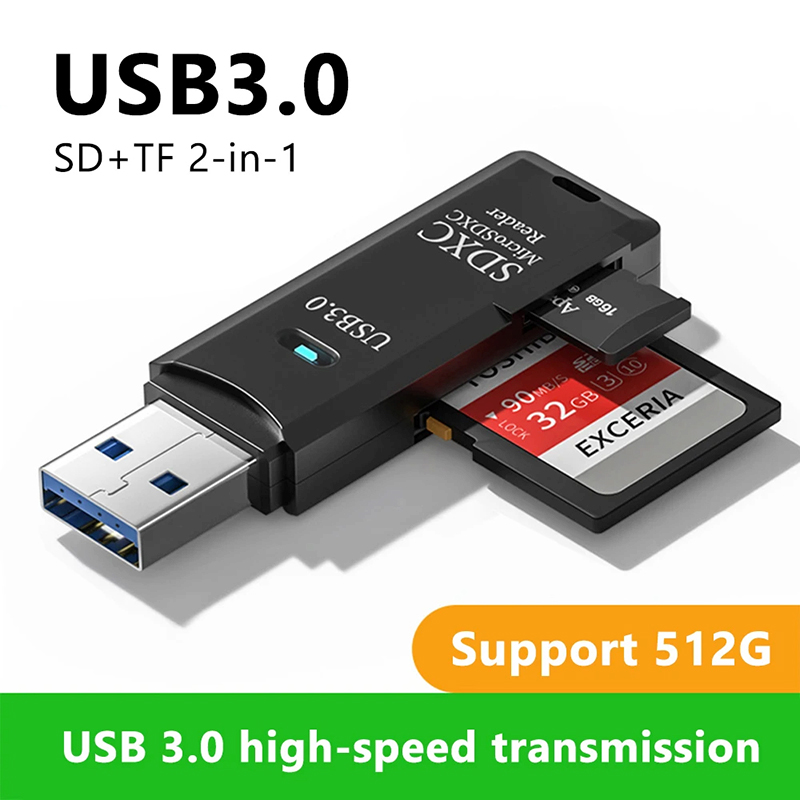 Lector de tarjetas USB 3,0 2 en 1, adaptador de tarjeta de memoria Usb 2,0 a Sd Micro Sd Tf para Mac, PC, portátiles, accesorios, unidad Flash, lector de tarjetas