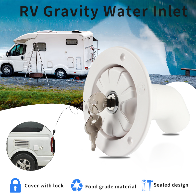 Zwaartekracht waterinlaat met slot Watertank vulpoort Camper Waterweg RV-systeem Boot Camper Trailer Witte caravanaccessoires