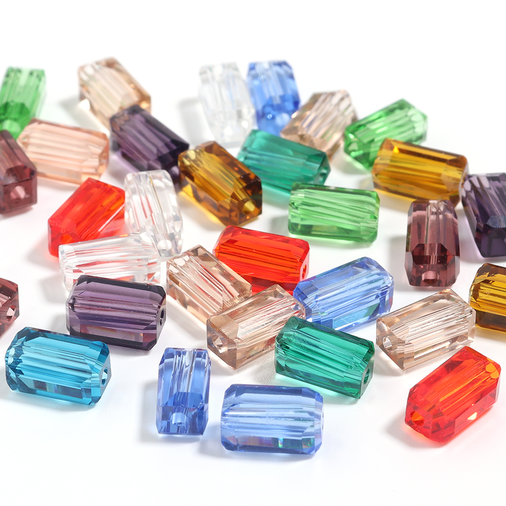 1 hebra de cuentas de cristal rectangulares, cuentas sueltas coloridas para fabricación de joyería, pulseras DIY, accesorios para collares hechos a mano: S / Naranja