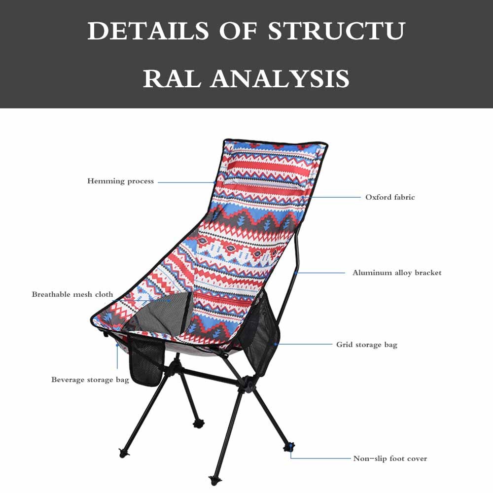 Foldable Camping Chair Durable Seat Strong Sturdy Portable Garden Lightweight Festival Travel Beach Camp Fishing Picnic Sports