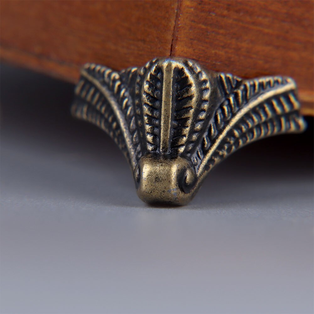 4Pcs Antique Corner Protector Box Wood Case Decorative Feet Leg Corner Bracket Furniture Hardware Chinese Crafts