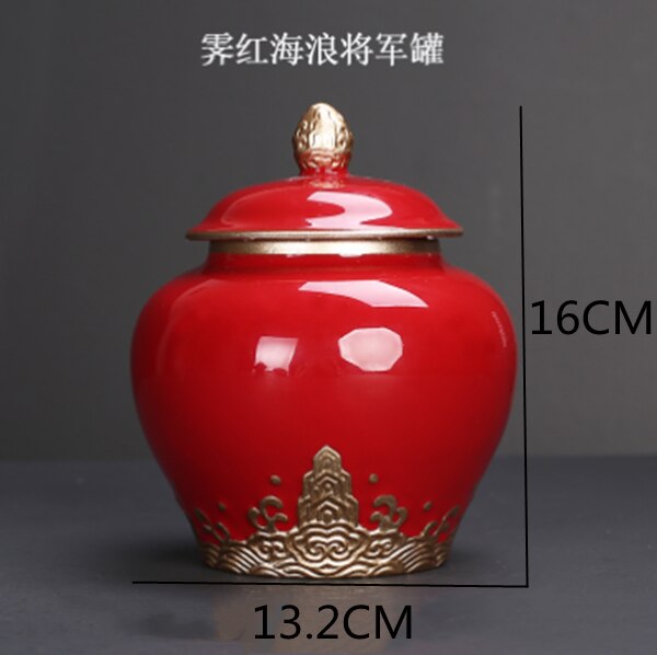 Chinese-style Ceramic Large Tea Cans Sealed Cans Enamel Retro Generals Cans Dried Fruit Snack Storage Cans Home Decoration: C-1PCS