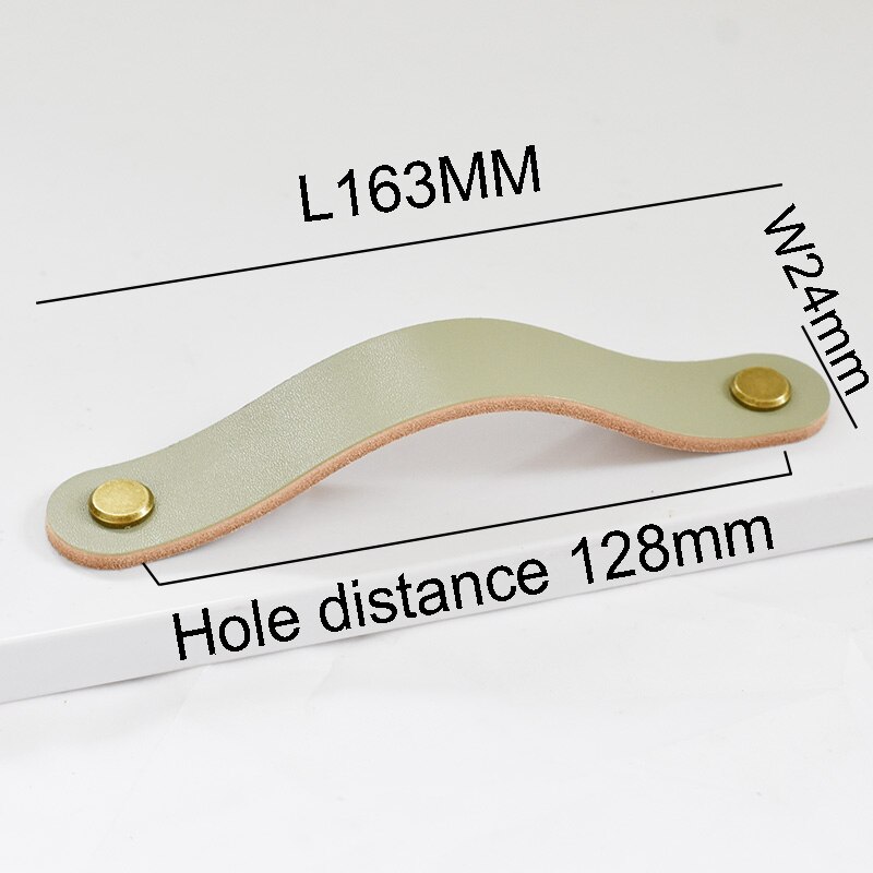Nordisk stil färg läderhandtag möbel garderob låda skjutdörrsknoppar barn & #39 ;rum köksskåp grått draghandtag: Grön brons -128mm