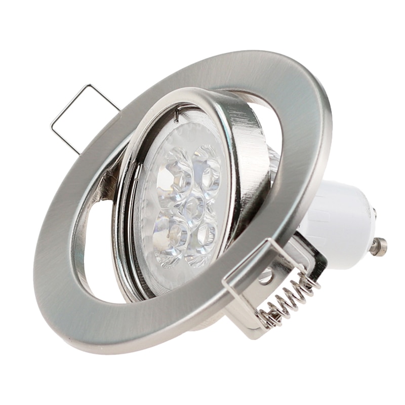 Ronde Nikkel Verzonken Led Plafondlamp Verstelbare Frame MR16 GU10 Lamp Armatuur Downlight Houder