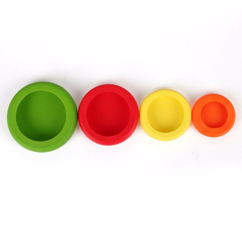 4 Uds tapas de silicona reutilizables protectores de alimentos tapas de contenedores de almacenamiento de vegetales de frutas cubierta de contenedores para tarros y latas