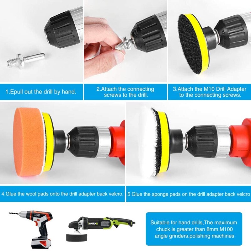 Auto Polieren Schwamm Pads Bausatz Schaum Pad Puffer Bausatz Polieren Maschine Wachs Pads für Auto Motorrad Motor- fahrzeug Entfernt Kratzer