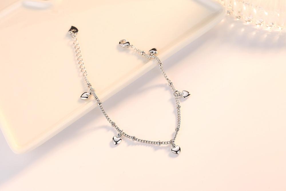 DAIWUJAN Heart Pendant 925 Sterling Silver Bracelet Romantic Beads Link Chain Bracelets For Female Women Engagement Jewelry