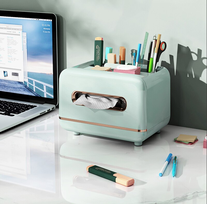 Nordic Plastic Tissue Dozen Met Afstandsbediening Houder Multifunctionele Tissue Papier Opbergdoos Thuis Kantoor Aanrecht Organizer