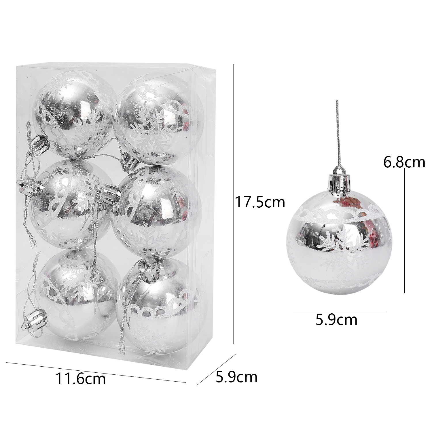 24/6 stuks Plastic Kerstballen Ornamenten DIY Kerstboom Hangende Hanger Rode Kerstballen Set voor Feest Bruiloft Decoratie: S / Fluorescentie Geel