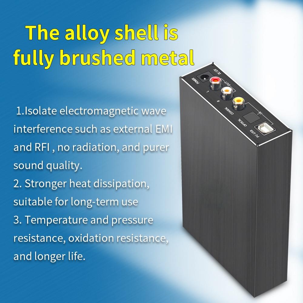 DA580 Mini HiFi Digital Audio Decoder USB DAC Headphone Amplifier 24Bit 96KHz Input USB/Coaxial/Optical to Output RCA Amp12V