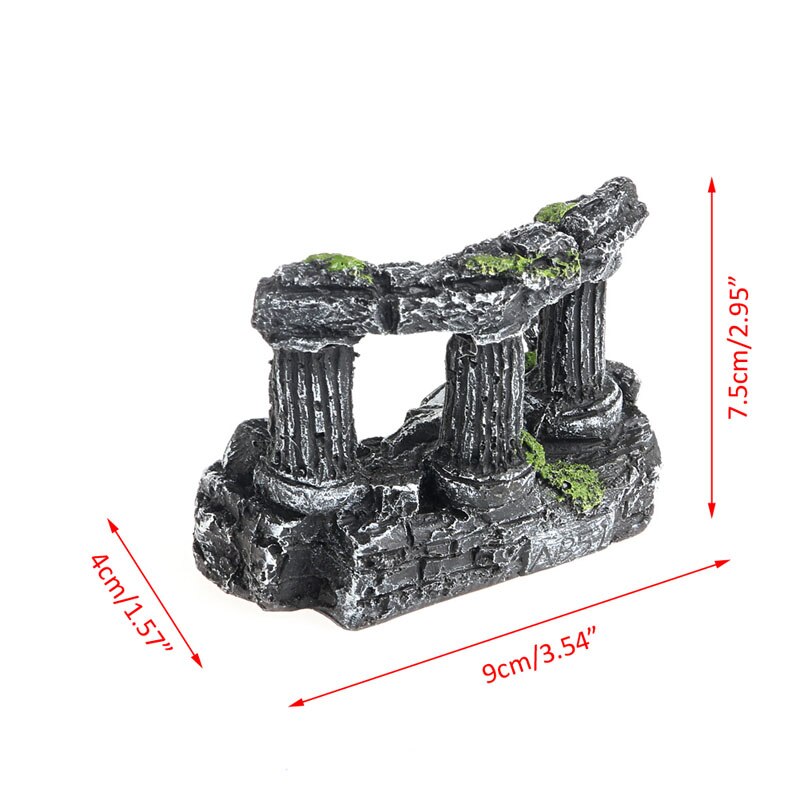 Resin Rome Square Stone Pillars Aquarium Landscaping Fish Tank Decor Tri-Columns