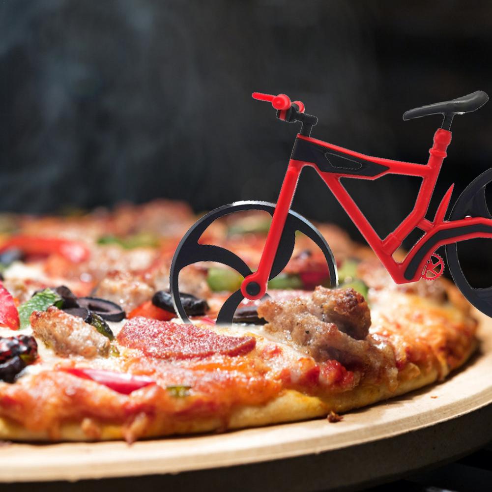 Bicycle Pizza Cutter Wheel Non-stick Dual Cutting Wheels Stainless Steel Bike Pizza Slicer For Pizza Lovers Vacation