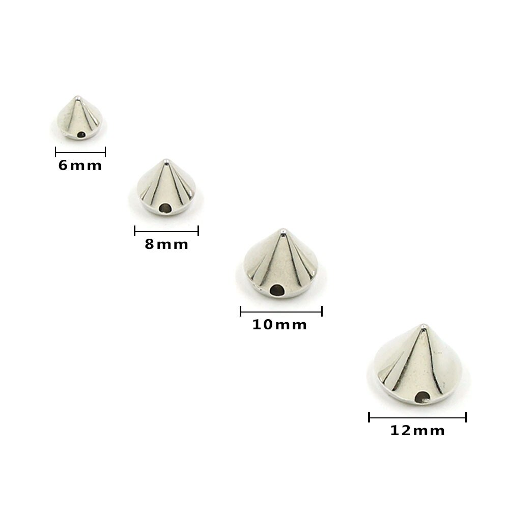 Picos y tachuelas de plástico cónico de 8/10MM, 2 agujeros, para coser, para tela, plata, oro, negro, CCB, remaches de cuero, artesanías Punk para bolsas