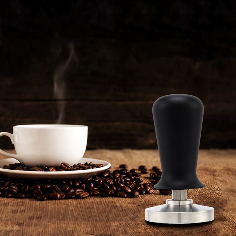 51mm Black Espresso Tamper with Stainless Steel Calibration Barista Flat Coffee Bean Press