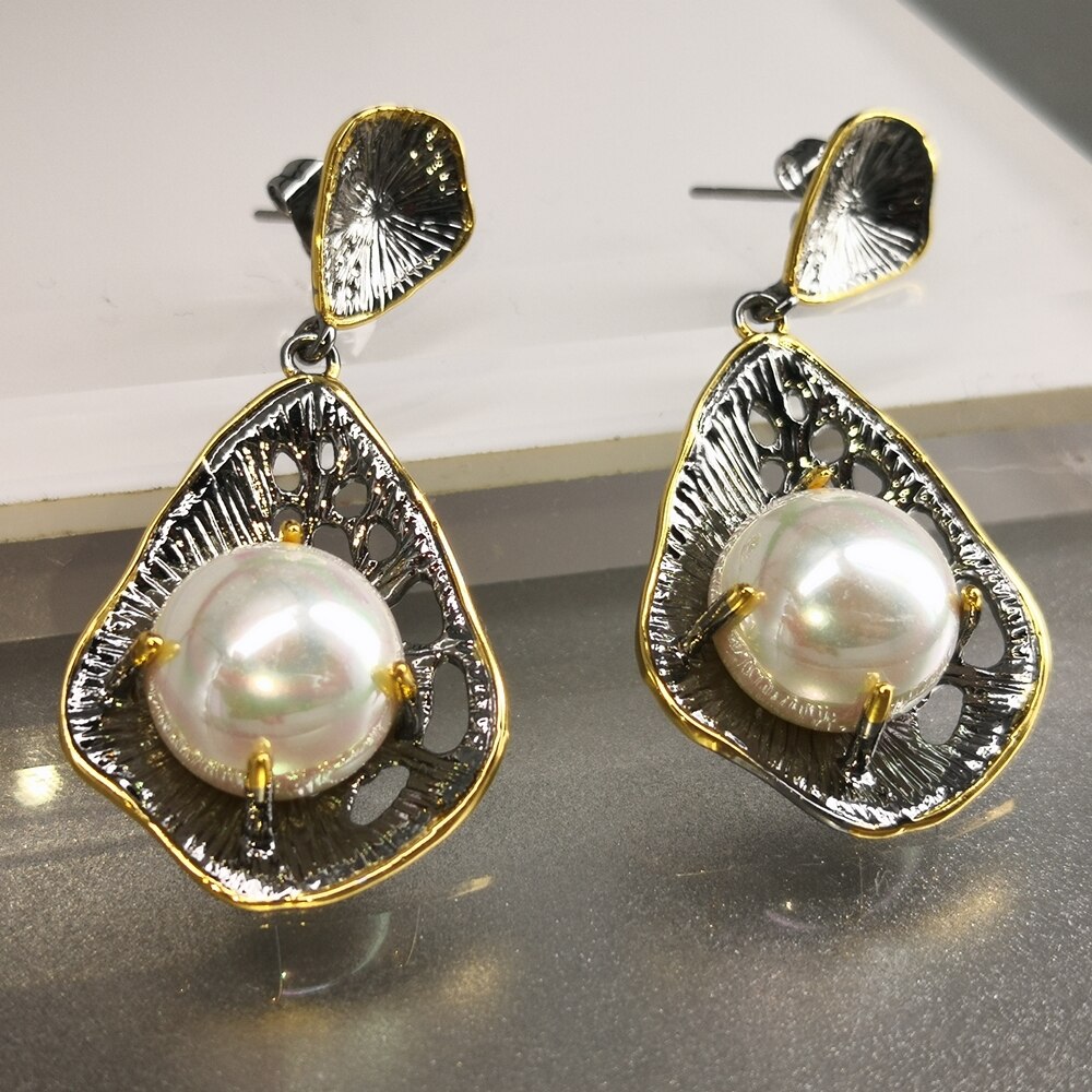 Dreamcarnival1989 Feminine Necklace & Earrings Set for Women Gothic Pearl on Leaves Party Must Have Jewelry EP3982S2