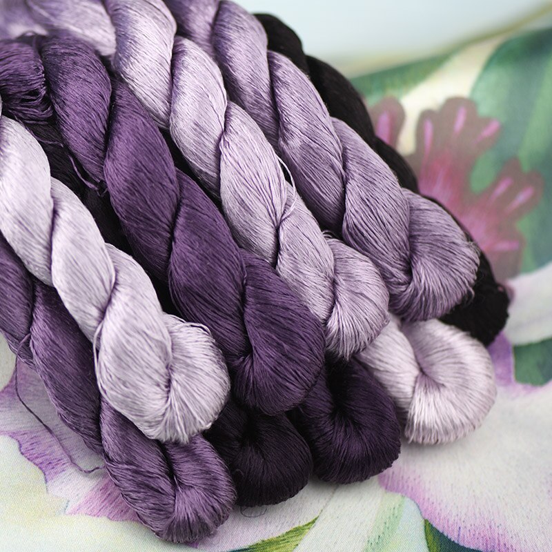 Hilo de bordar de seda/100% hilo de seda/bordado a mano, punto de cruz, morado oscuro/9 colores puros