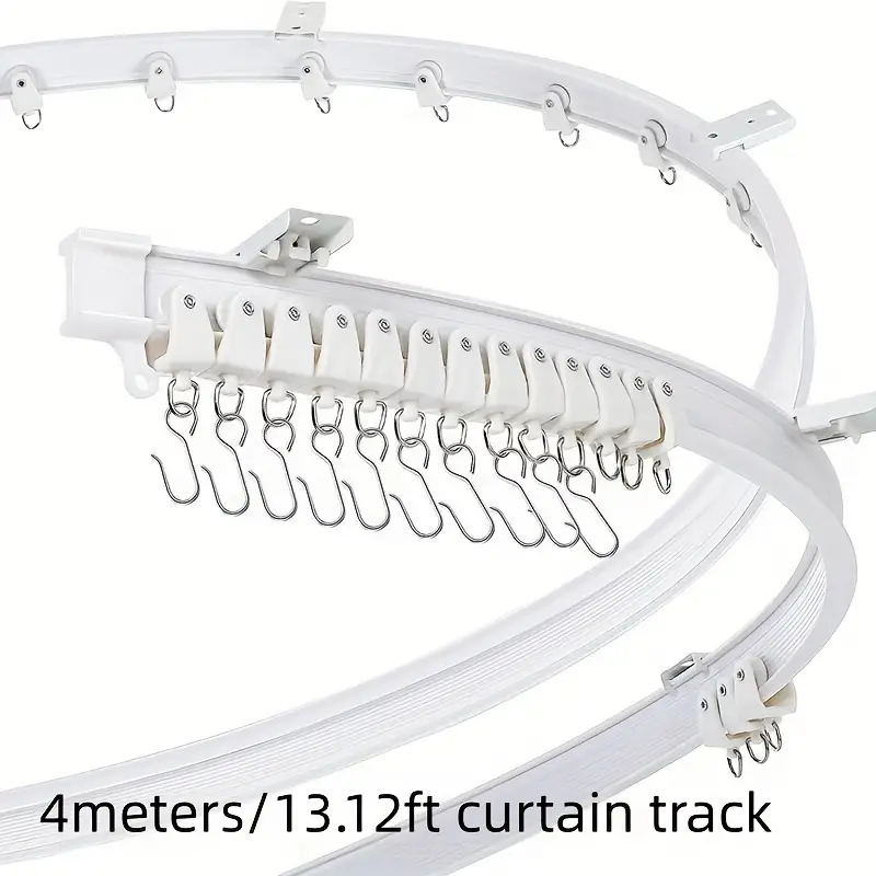 1-5m douchegordijnrails van aluminium en kunststof, flexibele plafondmontage met haken, perfect voor kamerverdelers en badkamers.: Goud