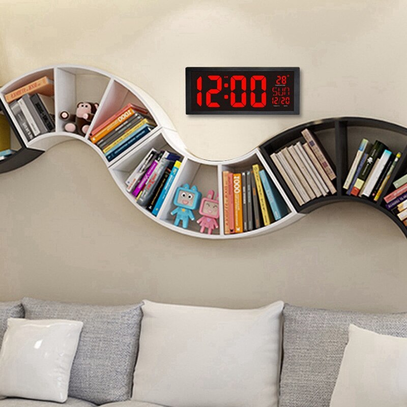 Reloj de pared electrónico grande Sn, Led Digital reloj de escritorio, calendario, termómetro, ahorro de luz diurna, reloj Mural de cocina, Eu