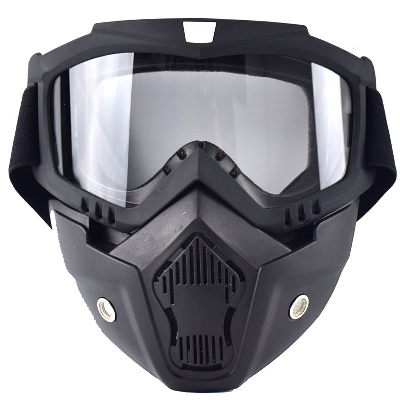 Lunettes de moto rétro anti-poussière Anti-UV, masque de Motocross, filtre de respiration modulaire détachable, masque pour casque ouvert: MJG-020-Silver