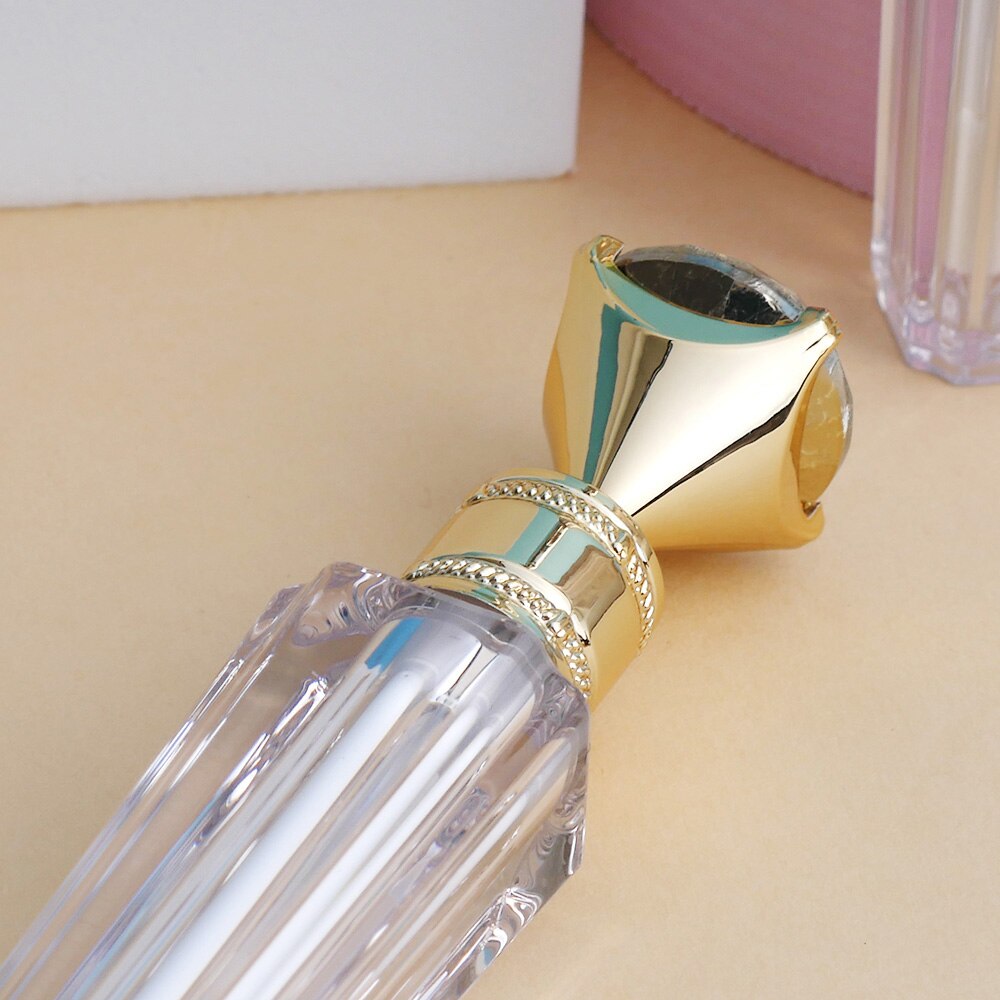 Stor diamant lipgloss tube tom gjennomsiktig pe plast leppestift miniprøve gjenbrukbar kosmetisk prøvebeholder