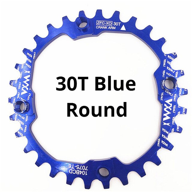 Plato ancho estrecho y ovalado vxm para bicicleta de montaña , 104bcd , 30t 32t 36t 34t 38t piezas de placa dentada, 104bcd .: 30t redondos azules