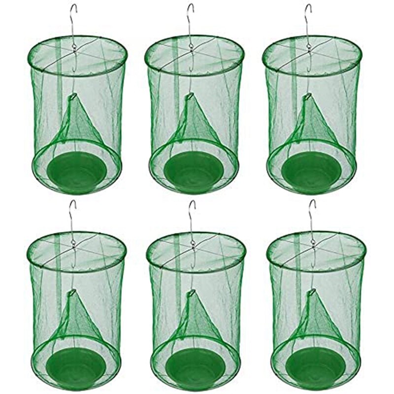 Ranch Fly Trap with Bait Tray Outdoor Hanging Reusable Flay Catcher Cage for Indoor Outdoor Parks Restaurants Farms: Default Title