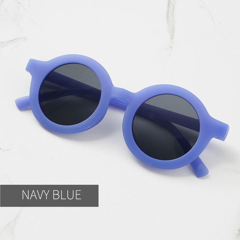 Baby sunglasses matte children's sunglasses trendy round frame retro mocha colored glasses anti purple line: PURPLE