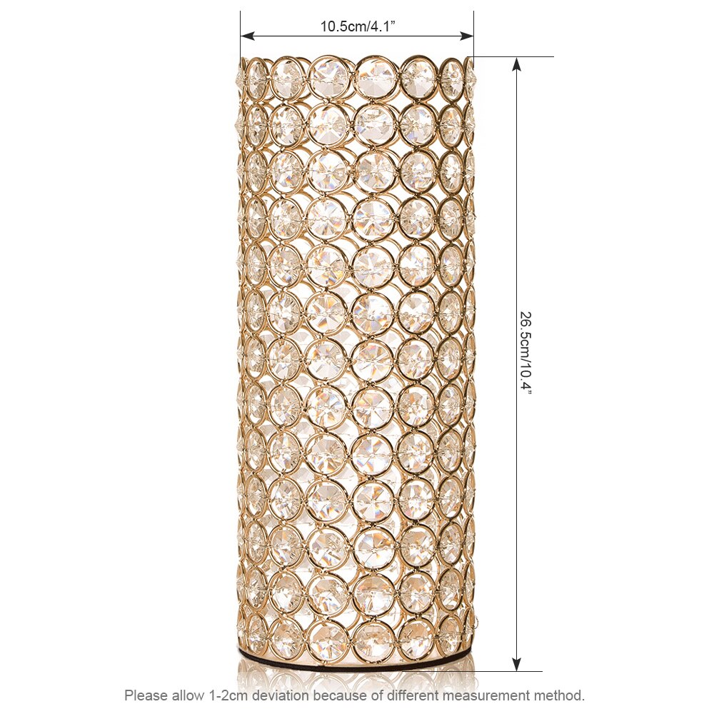 VINGIANT Crystal Cylinder Flower Vases Candle Holders for Home Wedding Table Centerpieces Halloween Decoration Handmade: Gold 13 Floor