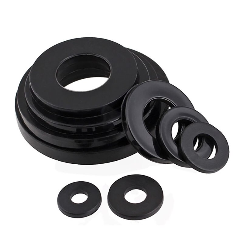 Arandelas planas de nailon negro, arandelas de plástico resistentes a altas temperaturas, M2, M3, M4, M5, M8, M10, M12, M14, M16, M18, M20