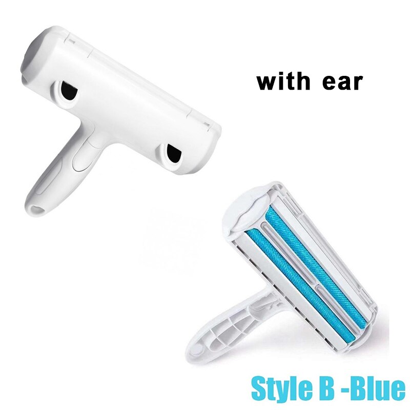 6 Kleur 2-Way Verwijderen Huisdier Haar Roller Hond Haar Remover Borstel Tapijt Borstel Kat Lint Steken Roller tapijt Cleaner Borstels: Blue with ear