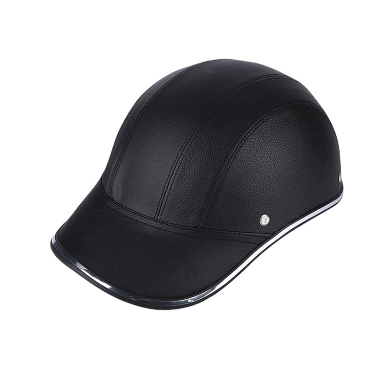 Helmen Scooter Gezicht Beschermende Helm Fiets Hard Baseball Cap Half Open Motorfiets Veilig Hoed Abs Lederen Baseball Cap Skate Helme: Black