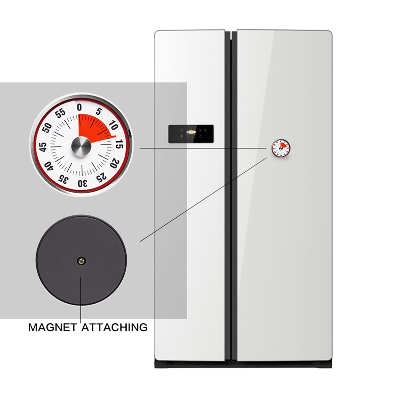 Magnetisk kjøkken timer mekanisk matlaging vekkerklokke bakepåminnelse mini rund form rustfritt stål manuell nedtelling