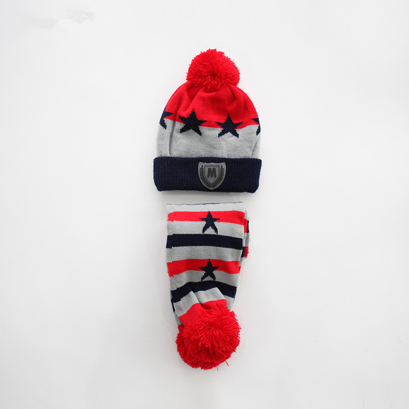 Kocotree 1 Tot 4 Jaar Oude Kinderen Twee Stukken Van Muts En Sjaal 4 Kleuren Beschikbaar Jongens En Meisjes winter Warm Cap: Red