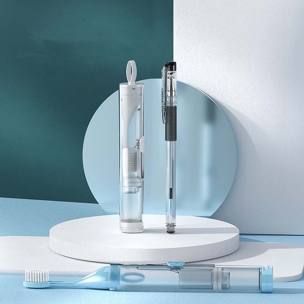 Juego de cepillos de dientes de plástico para viaje, herramientas de Limpieza de dientes plegables, Kit de almacenamiento de pasta de dientes, senderismo, portátil