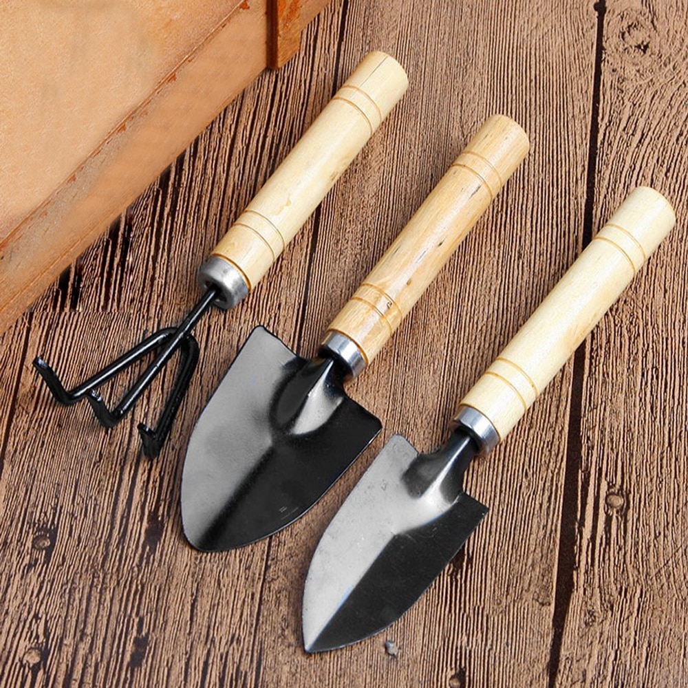 Taitu 3 Stks/set Mini Tuin Schoppen Claw Tool Met Houten Handgrepen Diy Bonsai Gereedschap Voor Beperkte Gebieden Bloem Potplant