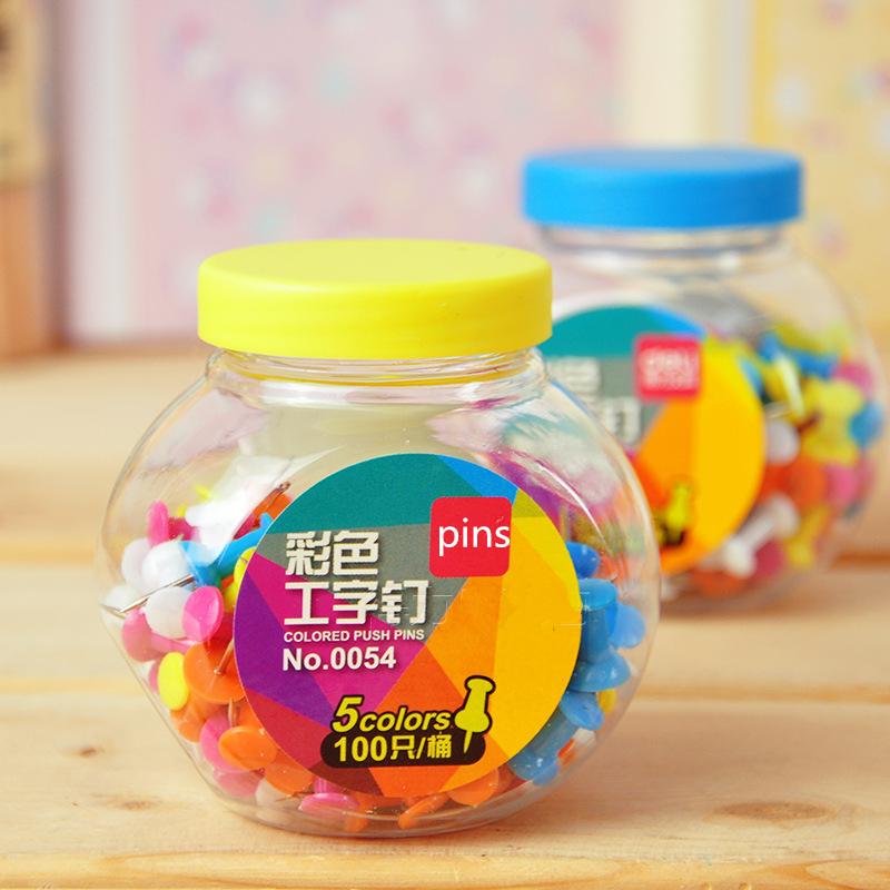 Coloffice 100 pcs box verpakking Pins Plastic Kurk Boord Veiligheid Gekleurde Push Punaise Kantoor & School Accessoires Benodigdheden