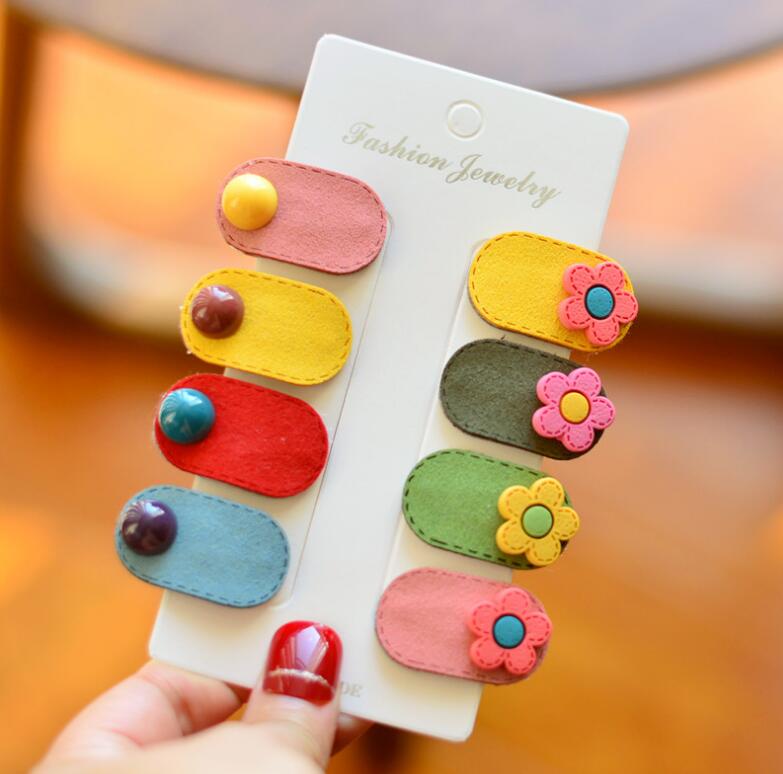 Girls Cartoon Animal Snap Hair Clips 8pcs/Set Suede Hairpins Kids Beads Small Barrettes Toddlers Child Hair Accessories: B-8PCS