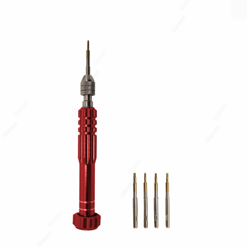 6 in 1 Magnetic Precision Screwdriver Set With 5pcs Replaceable Bits For iPhone Samsung Screen Opening Phone Repair Tools Kit: RED