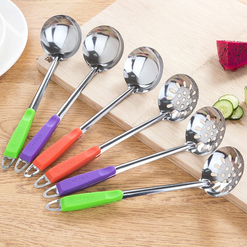 1pc Soup Spoon Ladle Colander Stainless Steel Skimmer Colander Filter Kitchen Accessories Cooking Tools Support