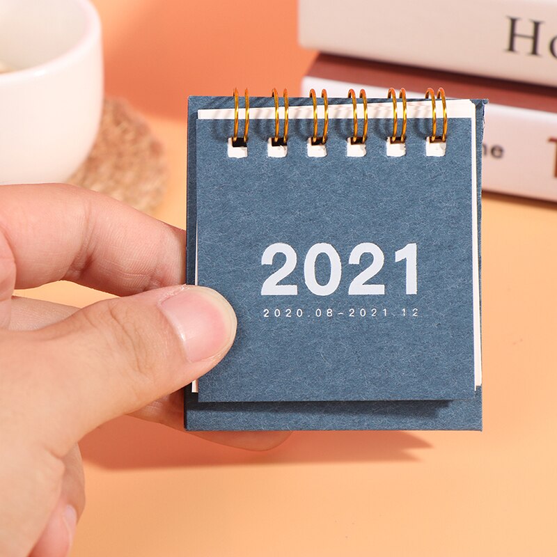 Mini calendário de mesa 2020 2021 criativo ornamentos trabalho portátil nota calendário plano de ano novo programação de volta à escola