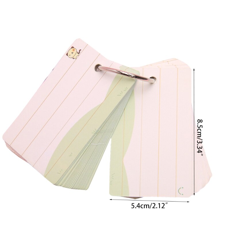 Blank Index Card Flash Cards Note Paper Set with Binder Ring Refillable for Kids