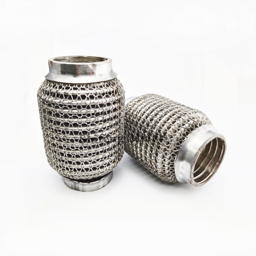 Stainless Steel 304 Flex Pipe Exhaust Bellow Tube Flex Coupler With Mesh Interlock Super Flexible Bellows 63x102mm 76x102mm