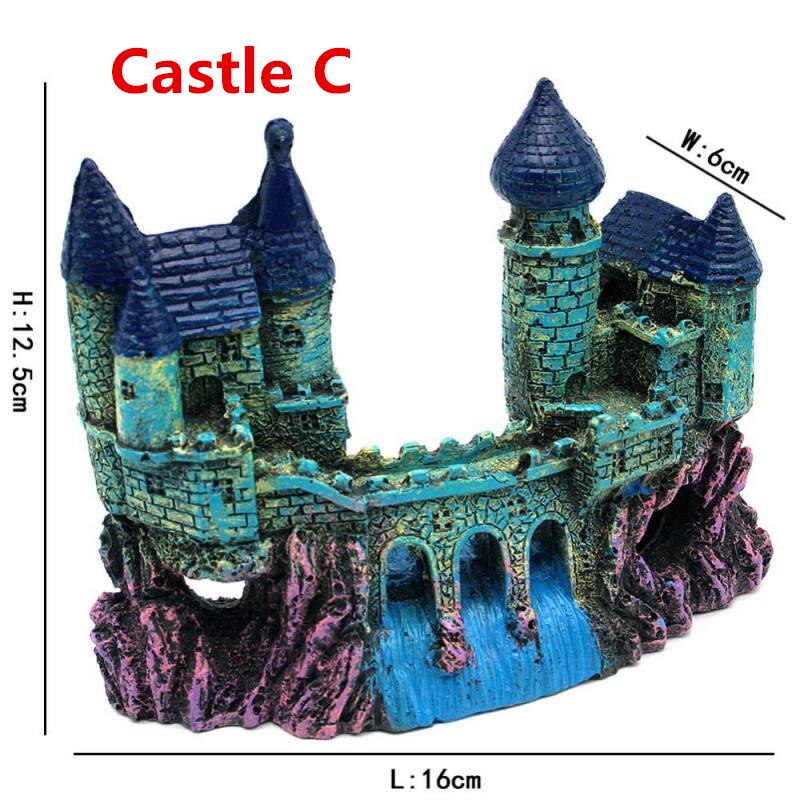 Aquarium Decorations Series - Classical Resin Castle Ornament,Eco-Friendly Fish Tank Castle Aquarium Accessories: C