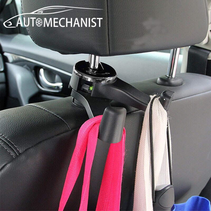 Gancho multifunción para reposacabezas de coche, gancho ajustable para asiento trasero de coche, bolso de mano, accesorios de soporte de tela, colgador trasero de asiento